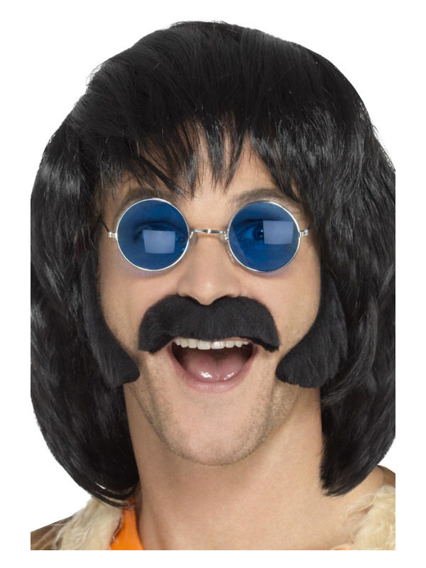 1970S SUPER TROUPER WIG AND MOUSTACHE 1970S FANCY DRESS WIG AND TASH KIT